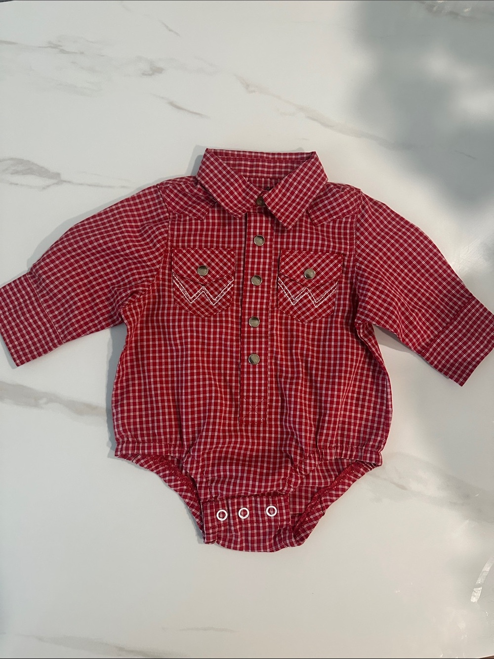 Wrangler Red Plaid Long-Sleeve One-Piece